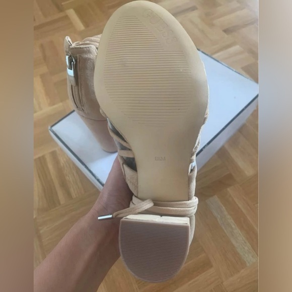 Guess Suede Elegant Tan Strappy Heels - Picture 9 of 10